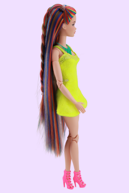 Signature Bold Rainbow Hair Custom Reroot Odile Barbie