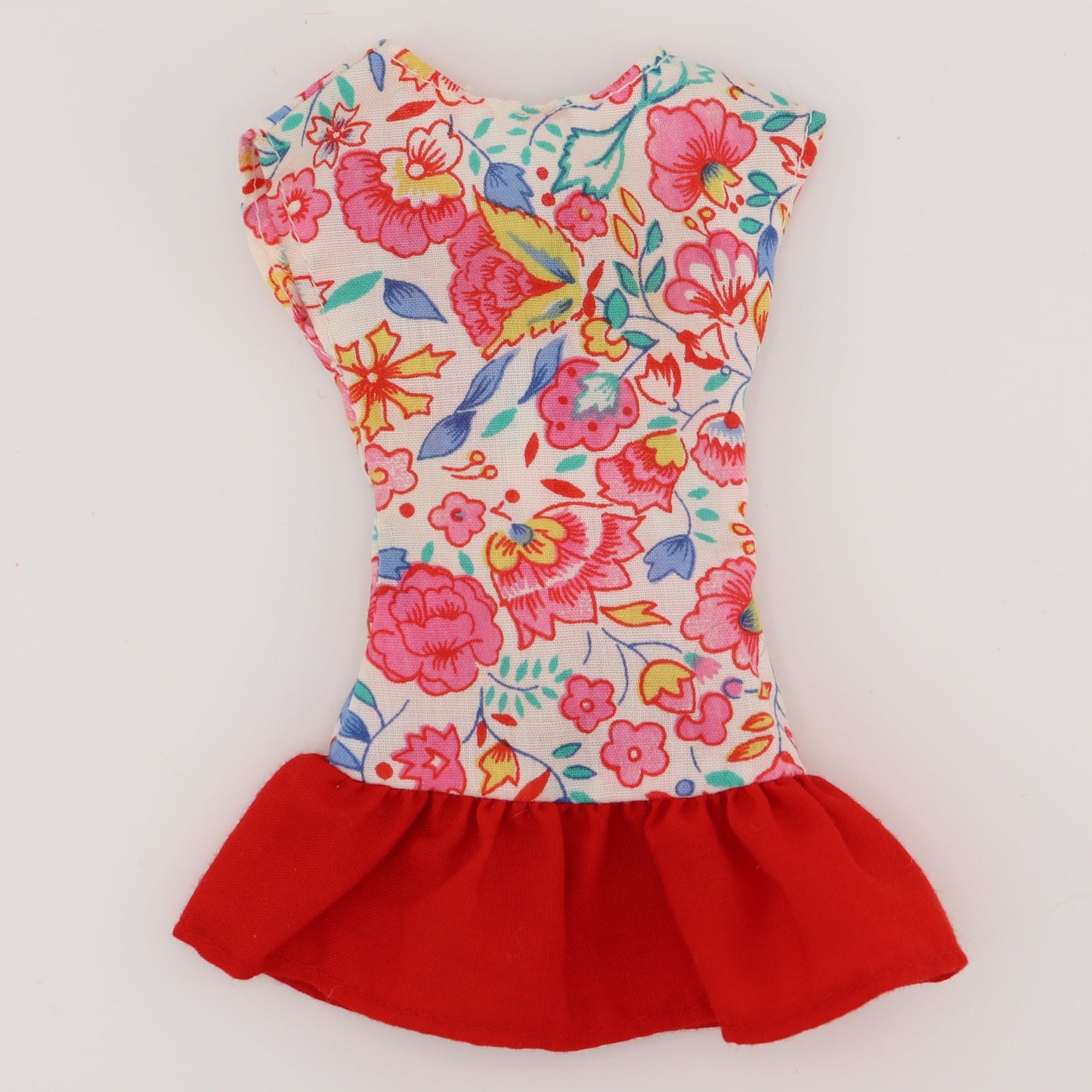 Floral Drop Waist Red Dress