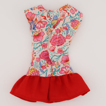 Floral Drop Waist Red Dress